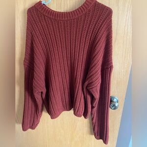 Universal Thread Ribbed Crewneck Sweater in Rusty Red